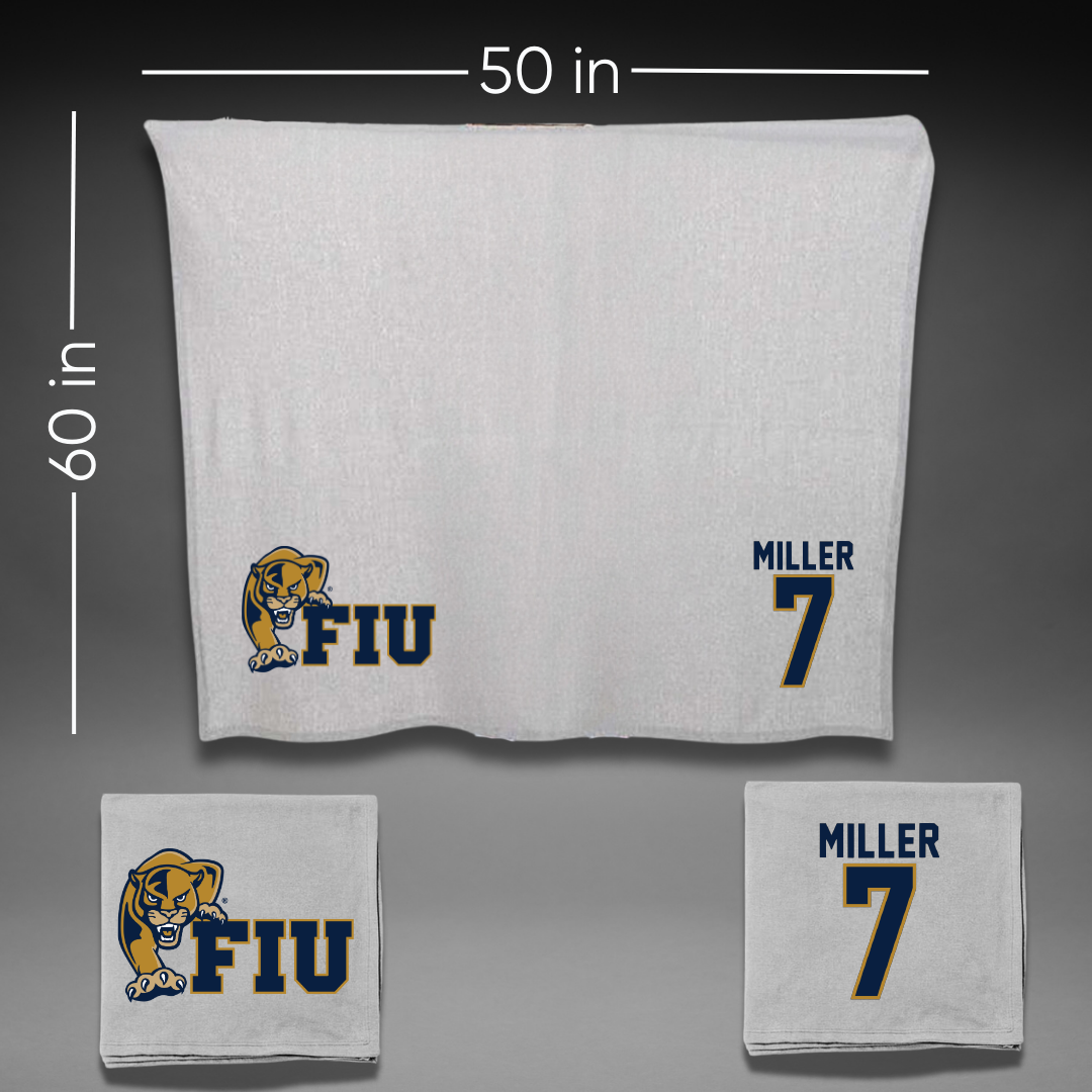 Florida International University Volleyball Gray Blanket - #7 Madisen Miller