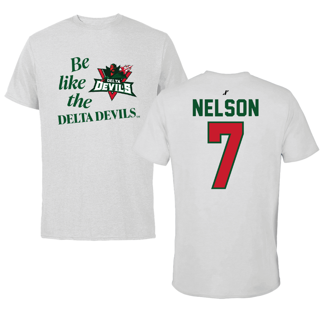 Mississippi Valley State University Football Light Gray Be Like Us Performance Tee - #7 Camo Nelson