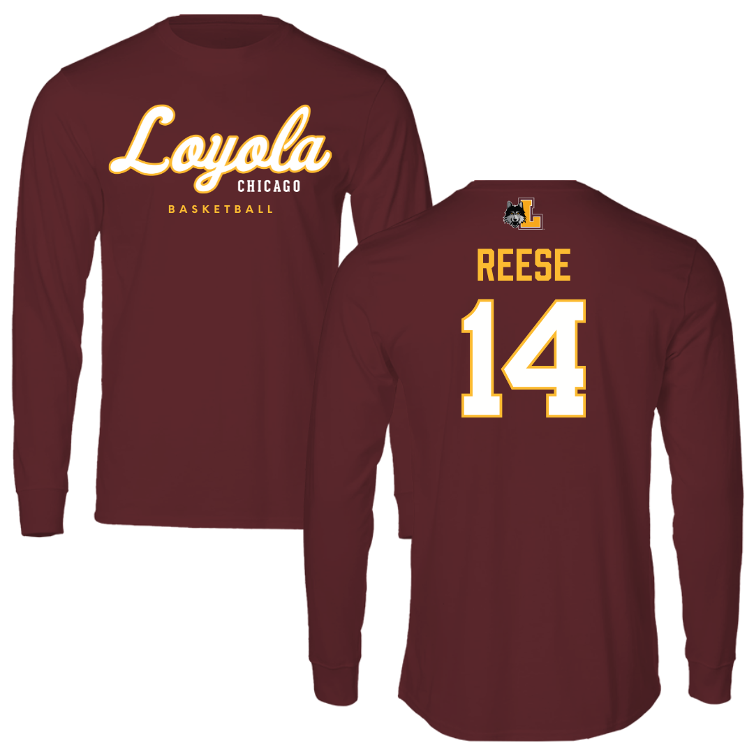 Loyola University-Chicago Basketball Maroon Block Performance Long Sleeve - #14 Caleb Reese