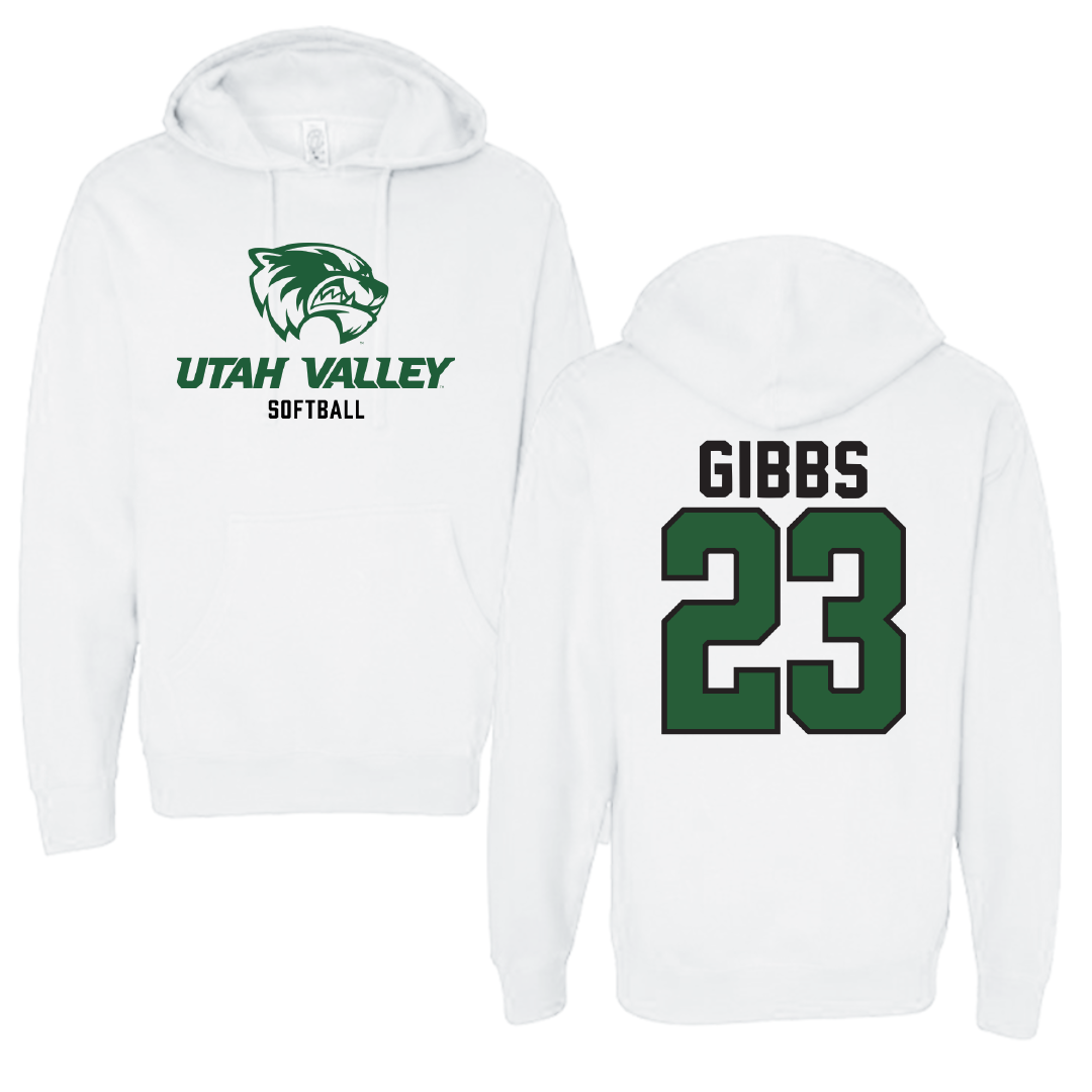 Utah Valley University Softball White Classic Hoodie - #23 Megan Gibbs