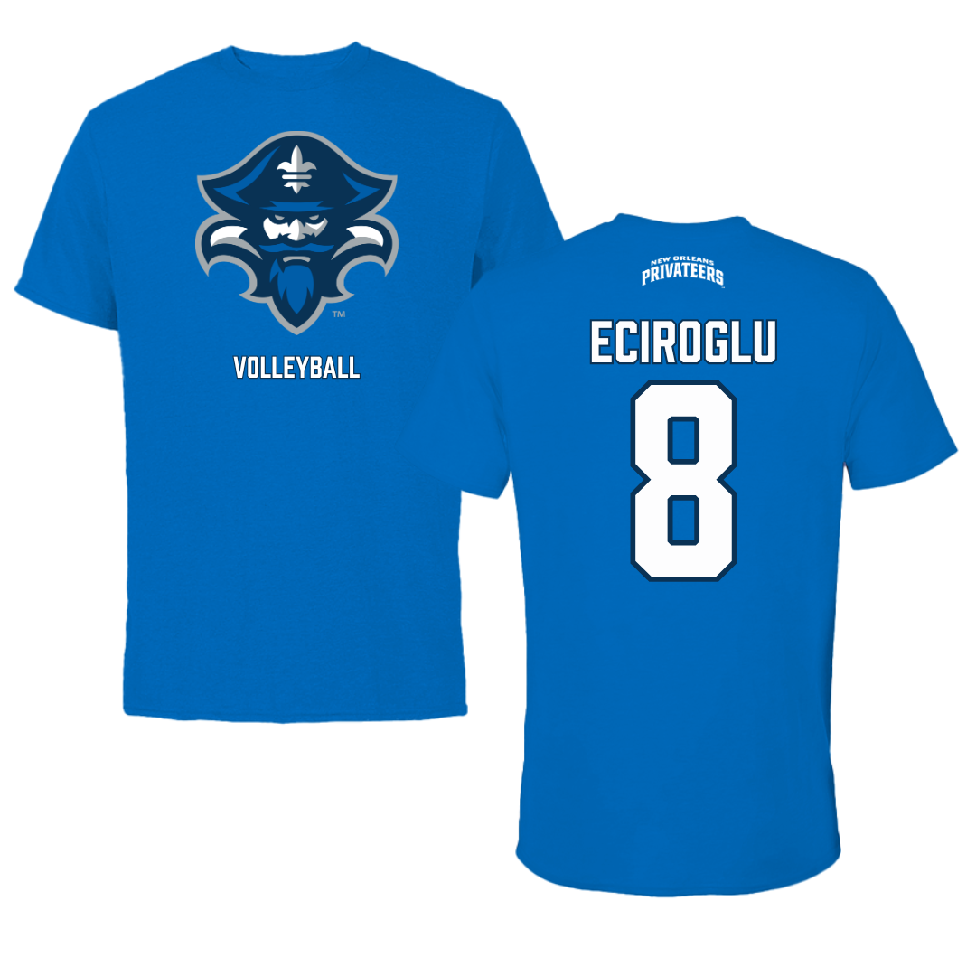 University of New Orleans Volleyball Blue Mascot Tee - #8 Defne Eciroglu