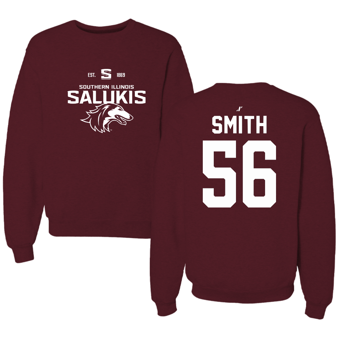 Southern Illinois University at Carbondale Football Maroon General Crewneck - #56 Carmelo Smith
