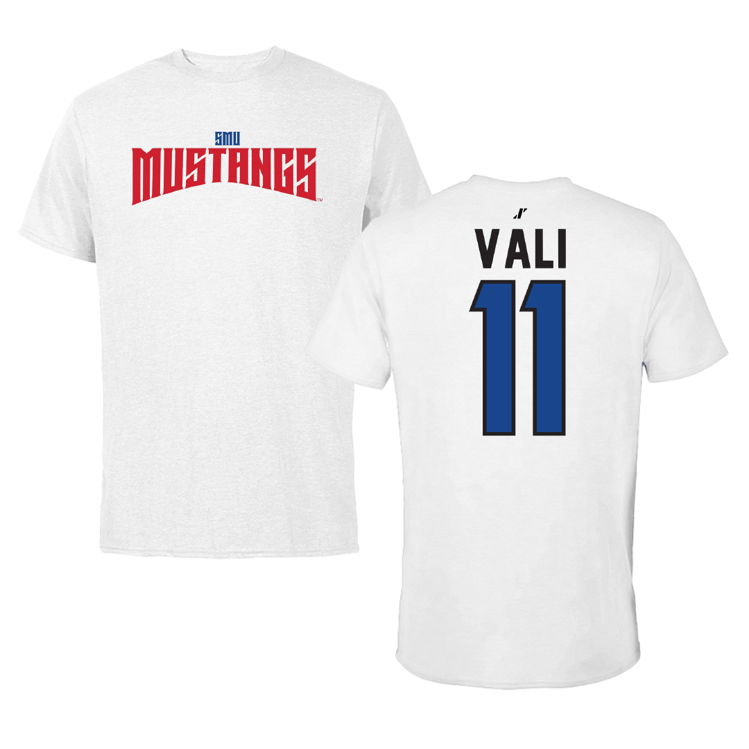 Southern Methodist University Soccer White Classic Performance Tee - #11 Addison Vali