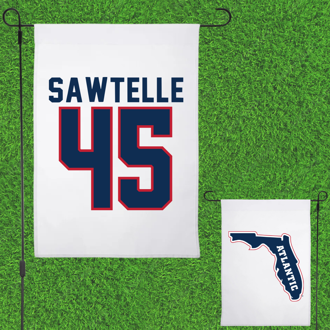 Florida Atlantic University Football White Garden Flag - #45 Makai Sawtelle