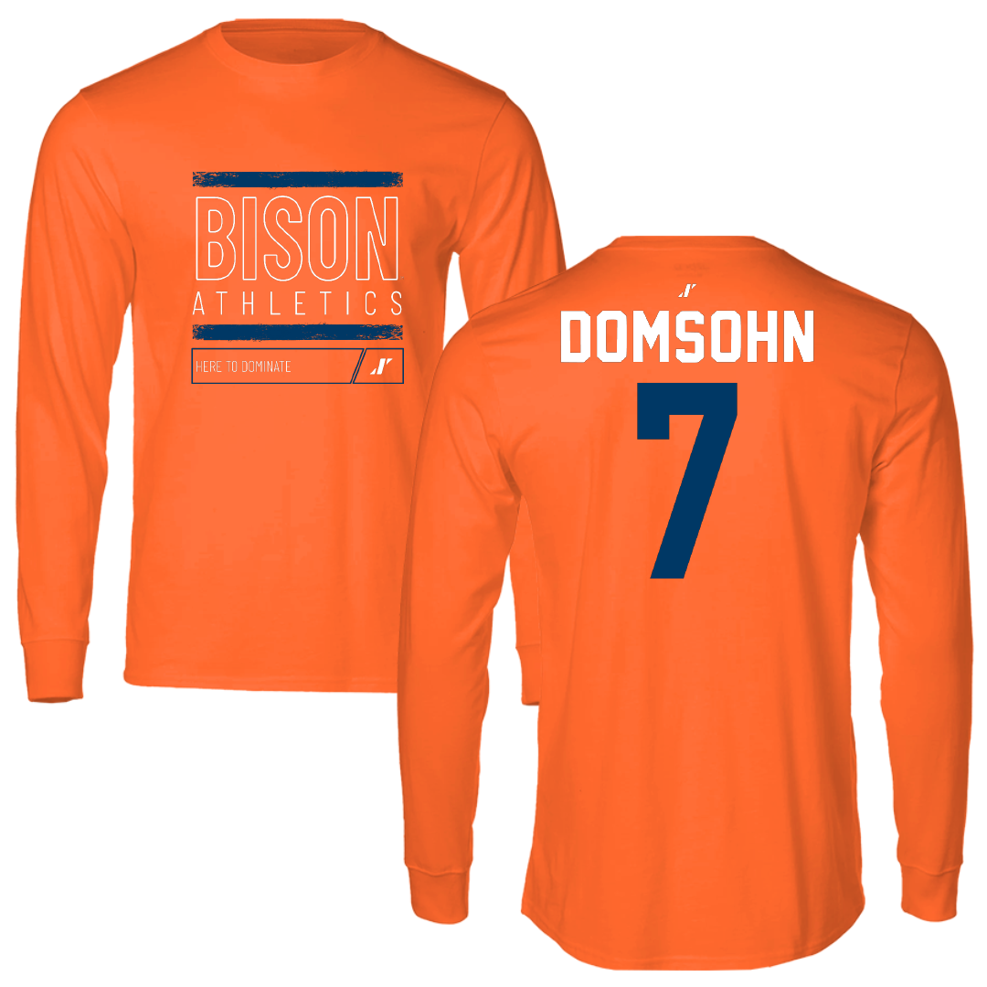 Bucknell University Soccer Orange Dominate Performance Long Sleeve - #7 Zane Domsohn