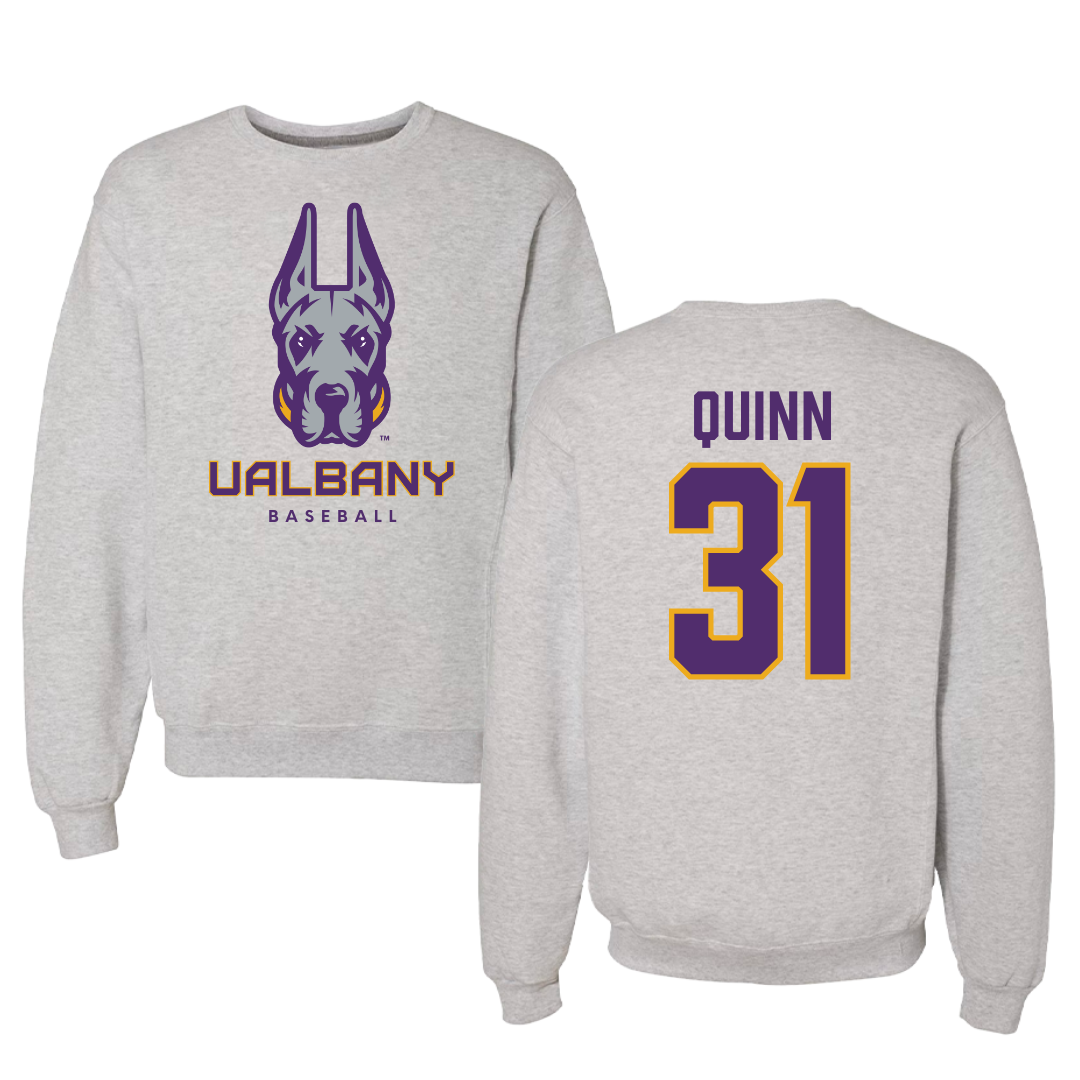 University at Albany Baseball Gray Crewneck - #31 Thomas Quinn