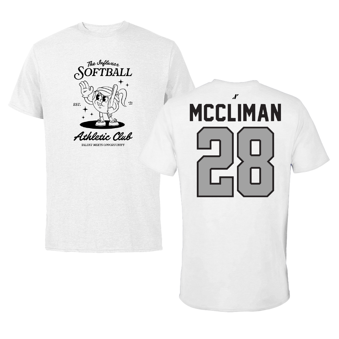 Softball White Influxer Athletic Club Tee - #28 Natalie McCliman