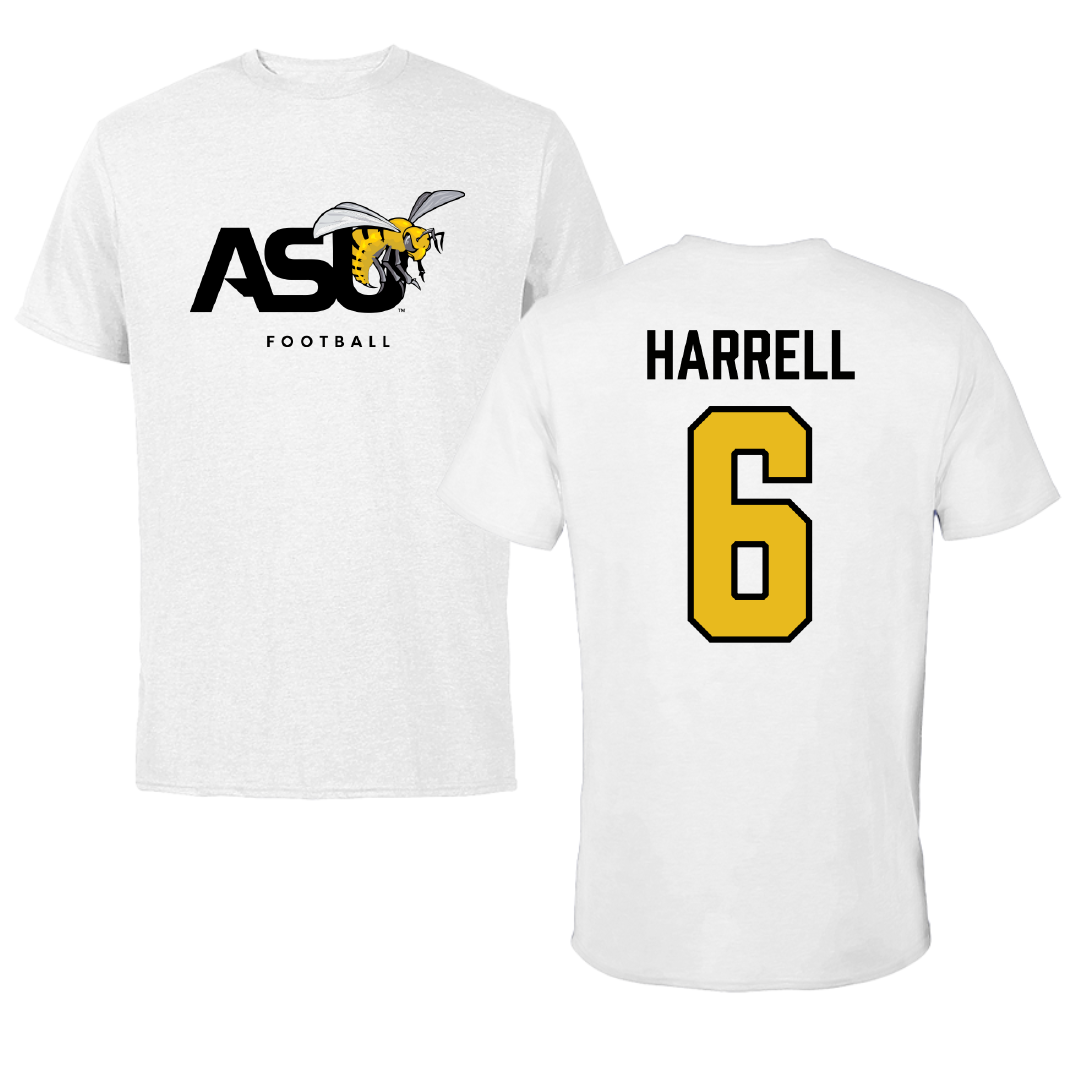 Alabama State University Football White ASU Performance Tee - #6 Ajai Harrell