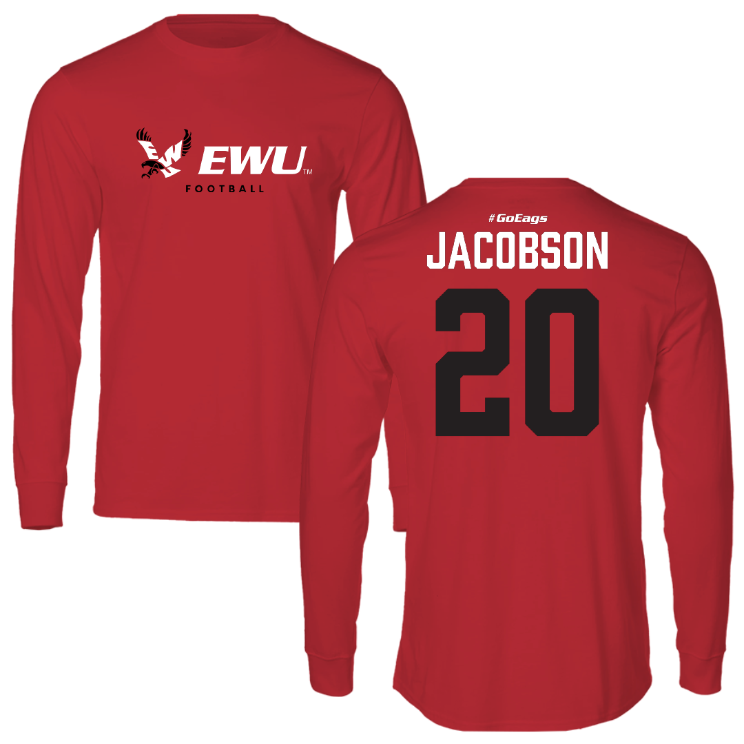 Eastern Washington University Football Red Performance Long Sleeve - #20 Tyson Jacobson