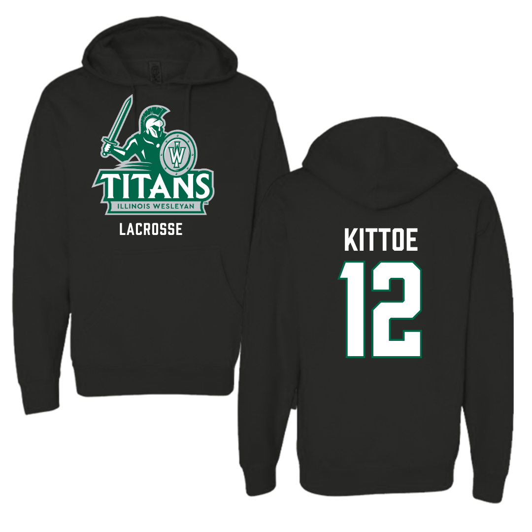 Illinois Wesleyan University Lacrosse Black Hoodie - #12 John Kittoe