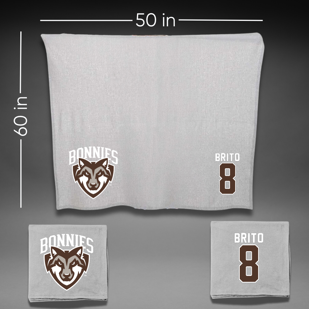 St. Bonaventure University Soccer Gray Blanket - #8 Kenzo Brito