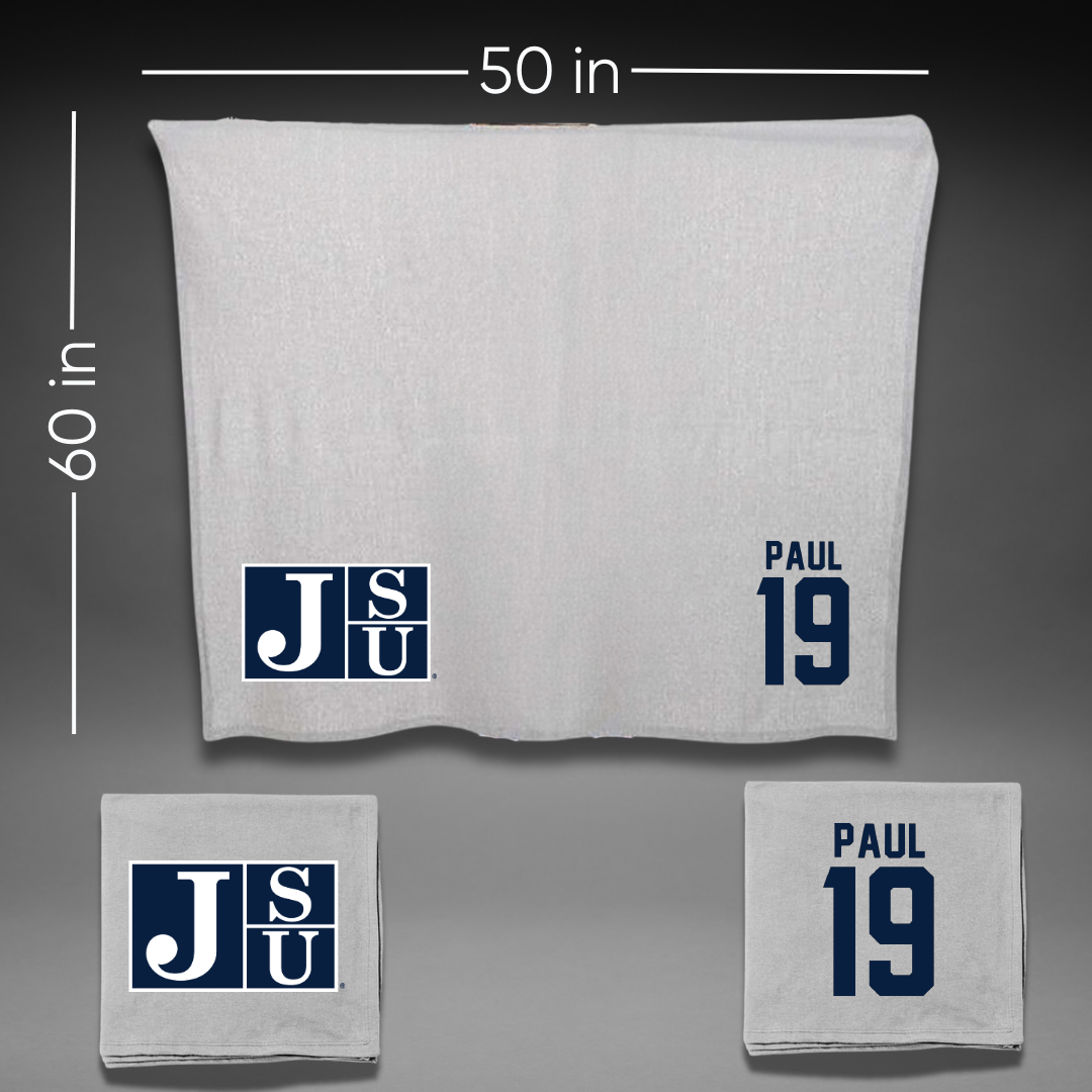 Jackson State University Football Gray Blanket - #19 Kobe Paul