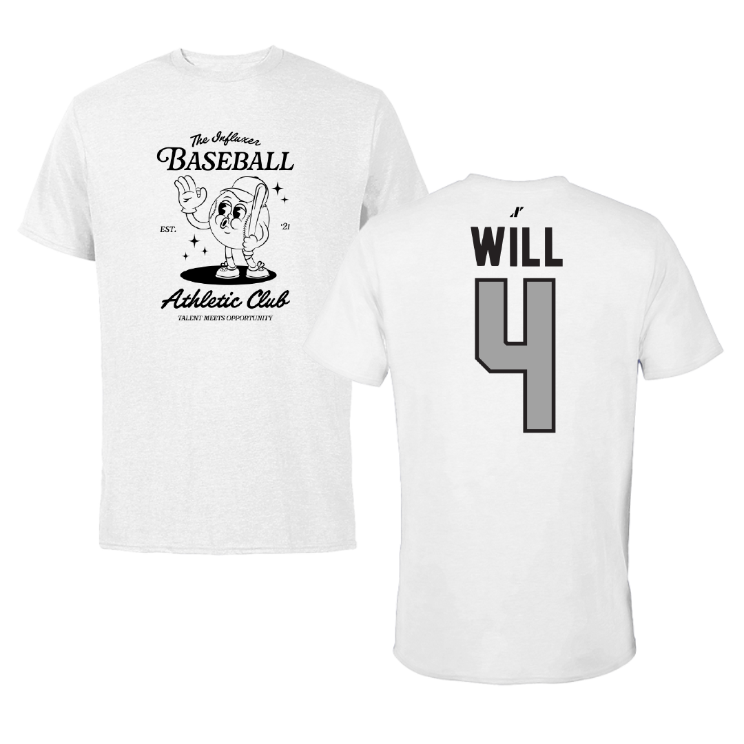 Baseball White Influxer Athletic Club Tee - #4 Zack Will