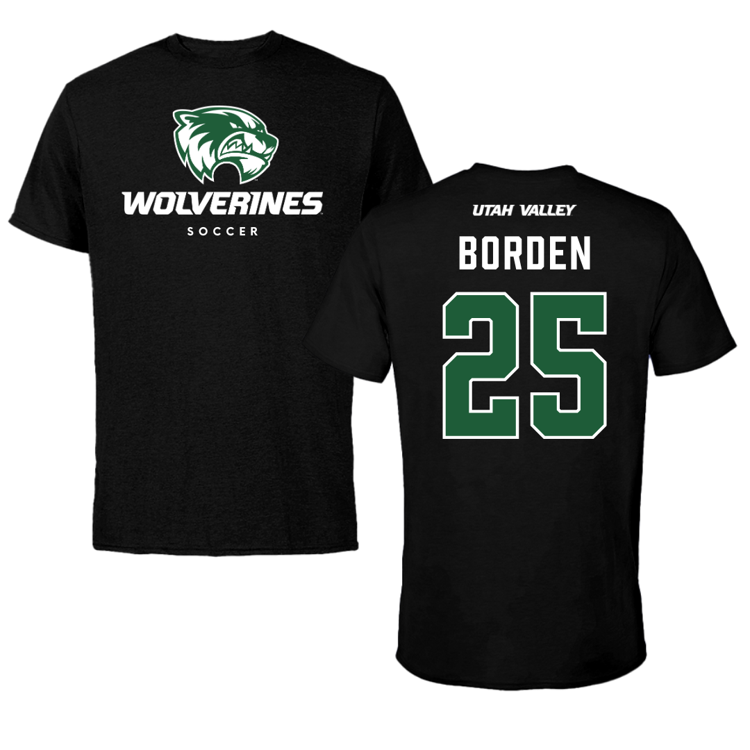 Utah Valley University Soccer Black Mascot Tee - #25 Jack Borden