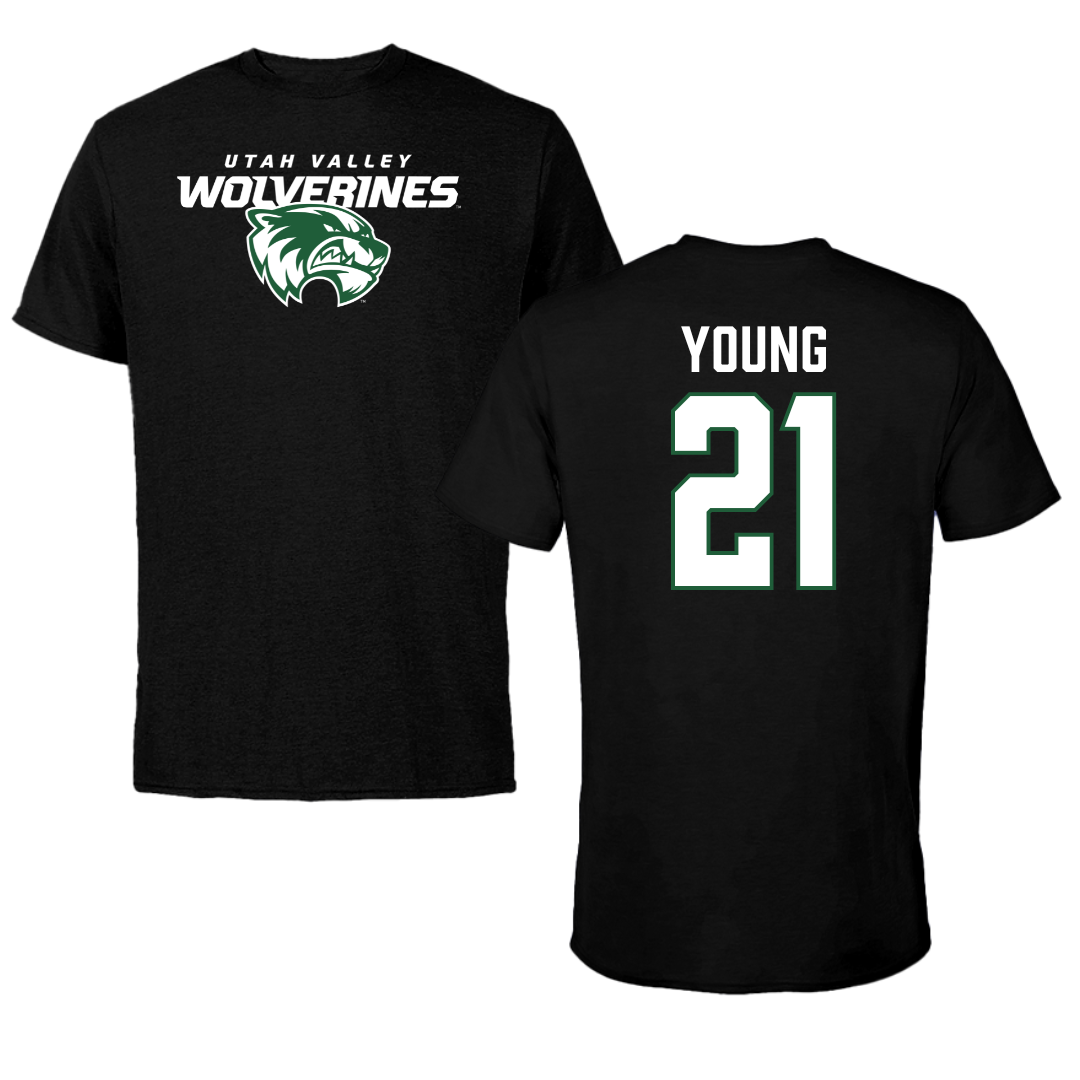Utah Valley University Soccer Black Wolverines Performance Tee - #21 Elle Young