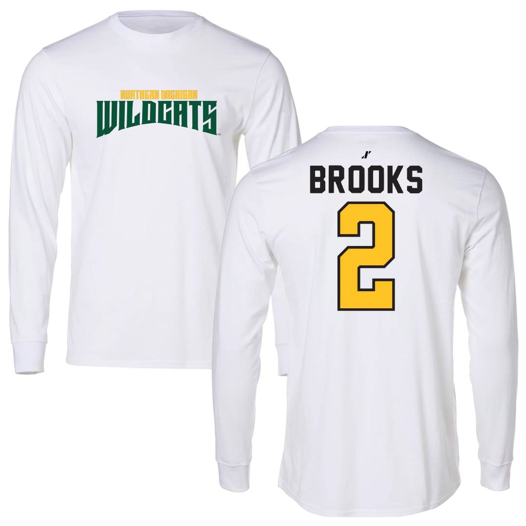 Northern Michigan University Basketball White Classic Long Sleeve - #2 Riley Brooks