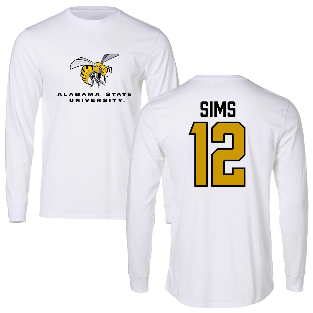 Alabama State University Football White Block Long Sleeve - #12 Zach Sims