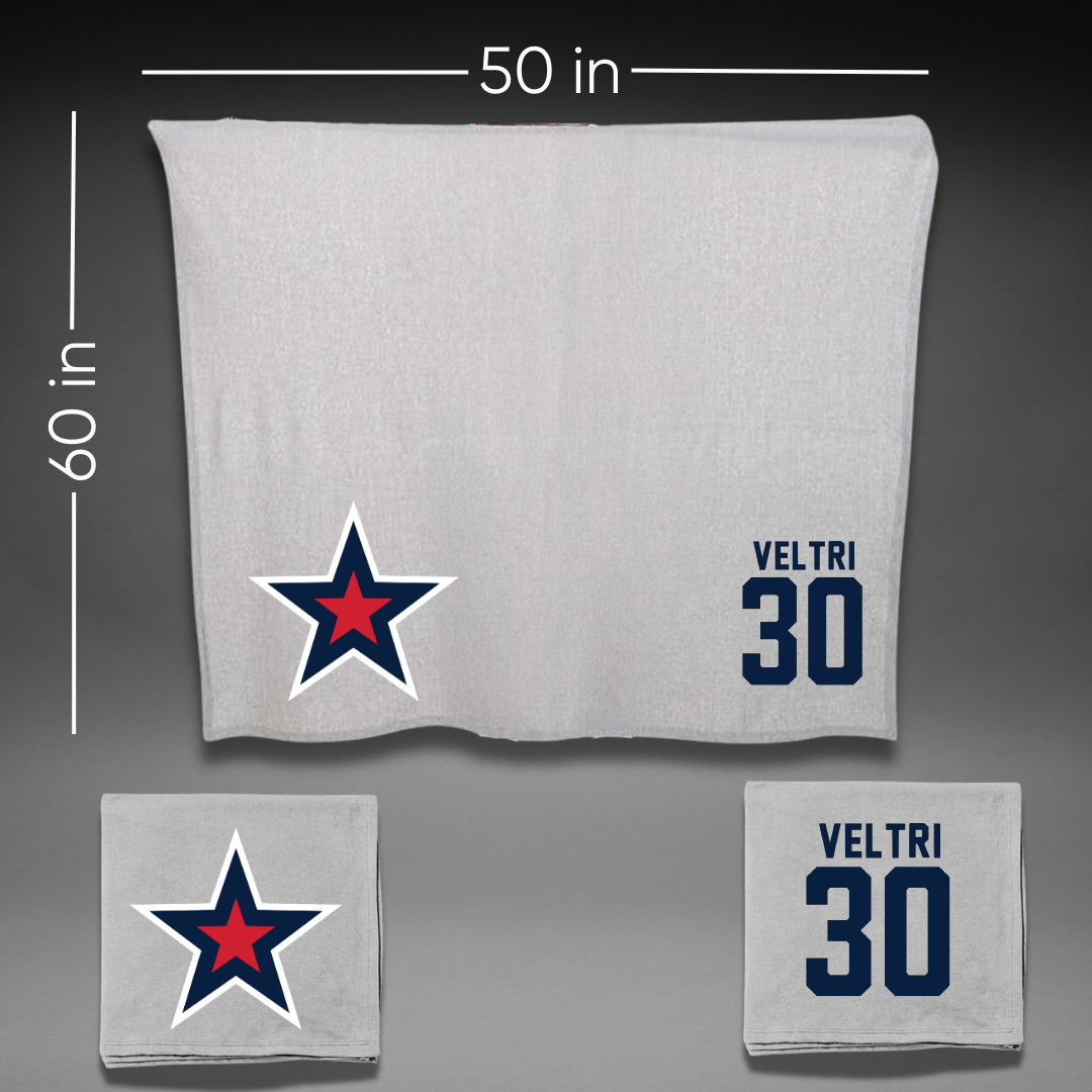 Robert Morris University Ice Hockey Gray Blanket - #30 Chad Veltri