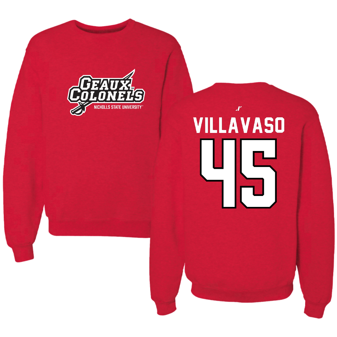 Nicholls State University Football Red General Crewneck - #45 Alex Villavaso