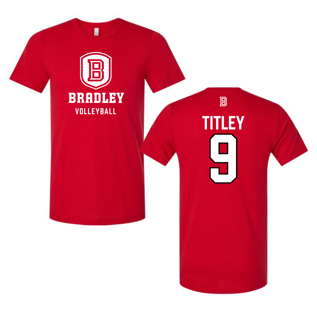 Bradley University Volleyball Red Performance Tee - #9 Tendai Titley