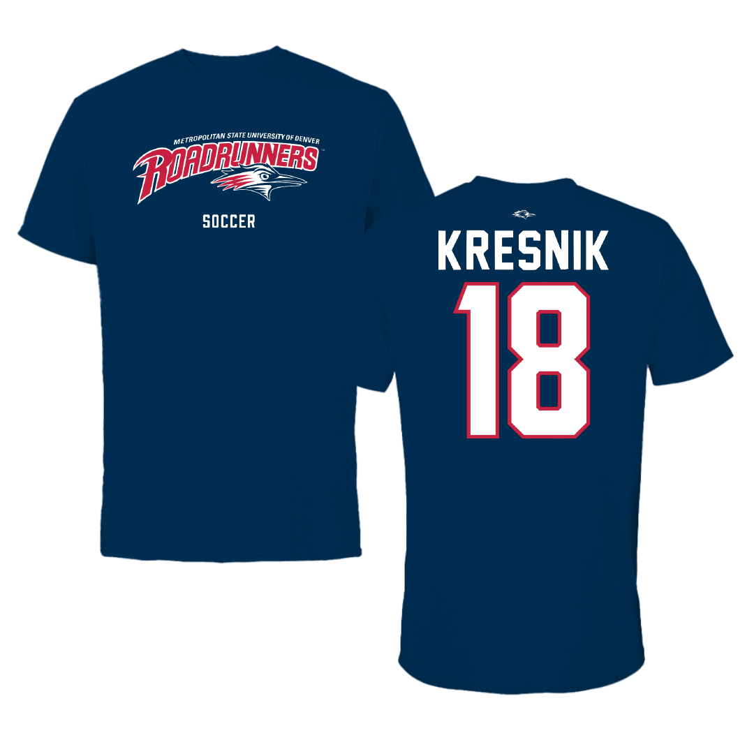 Metropolitan State University of Denver Soccer Navy Tee - #18 Joseph Kresnik