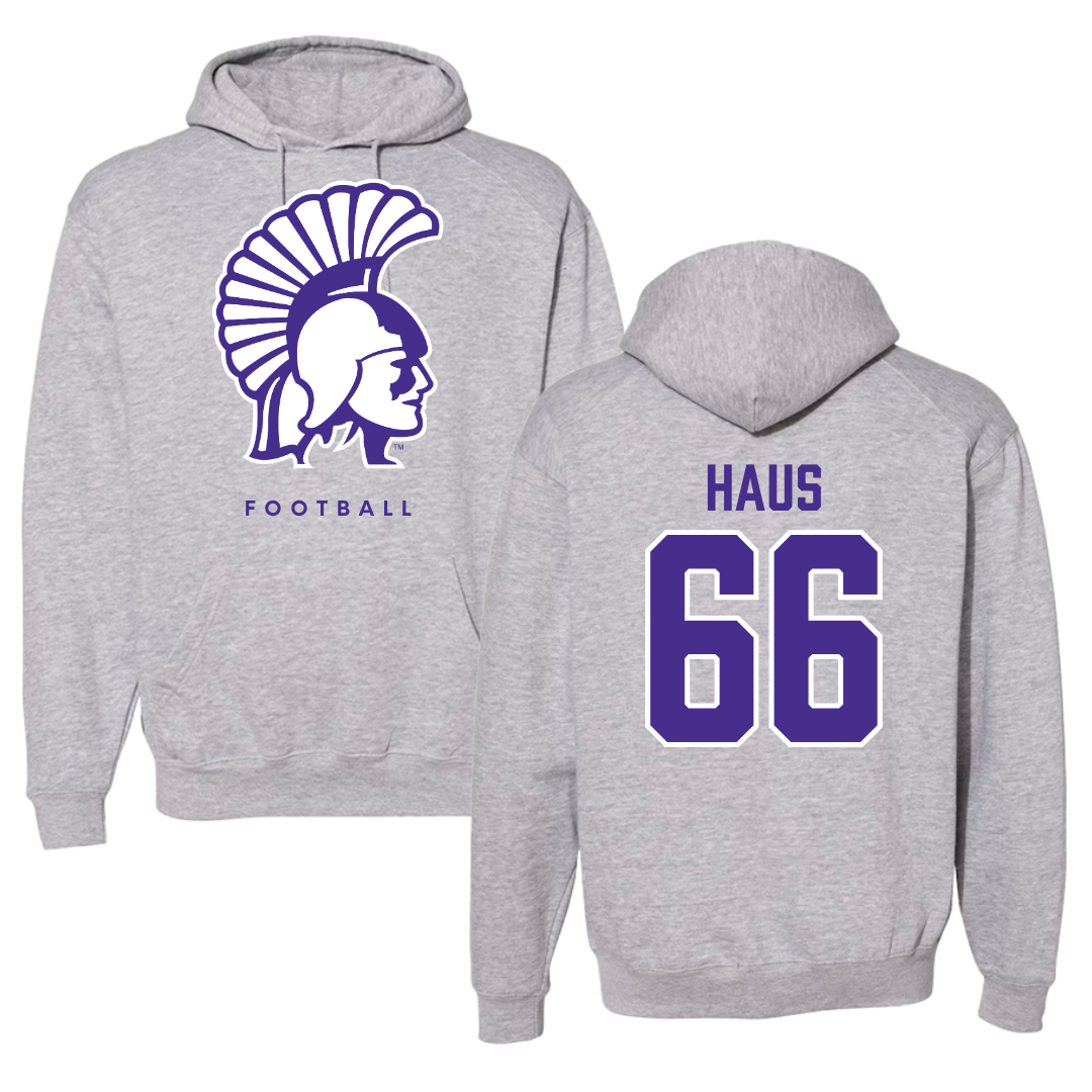 Winona State University Football Gray Hoodie - #66 Blake Haus