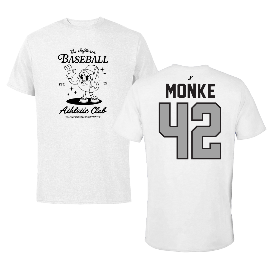 Baseball White Influxer Athletic Club Tee - #42 Carter Monke