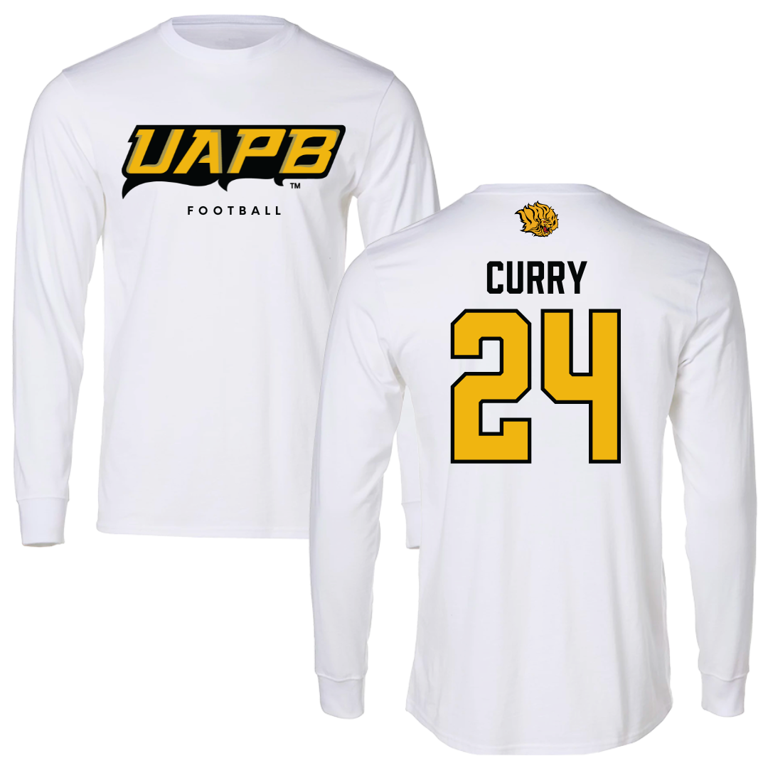 University of Arkansas-Pine Bluff Football White Performance Long Sleeve - #24 BJ Curry