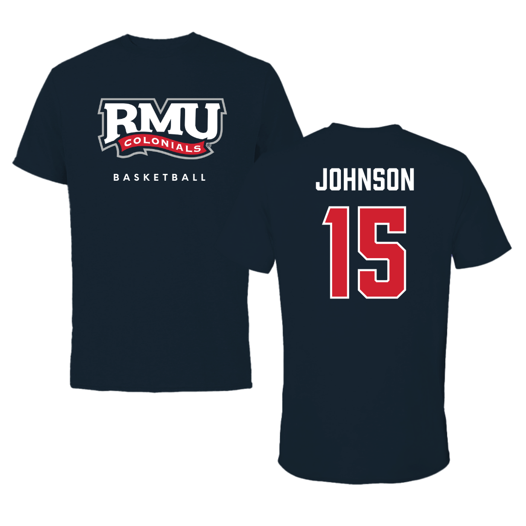 Robert Morris University Basketball Navy Performance Tee - #15 Natalie Johnson