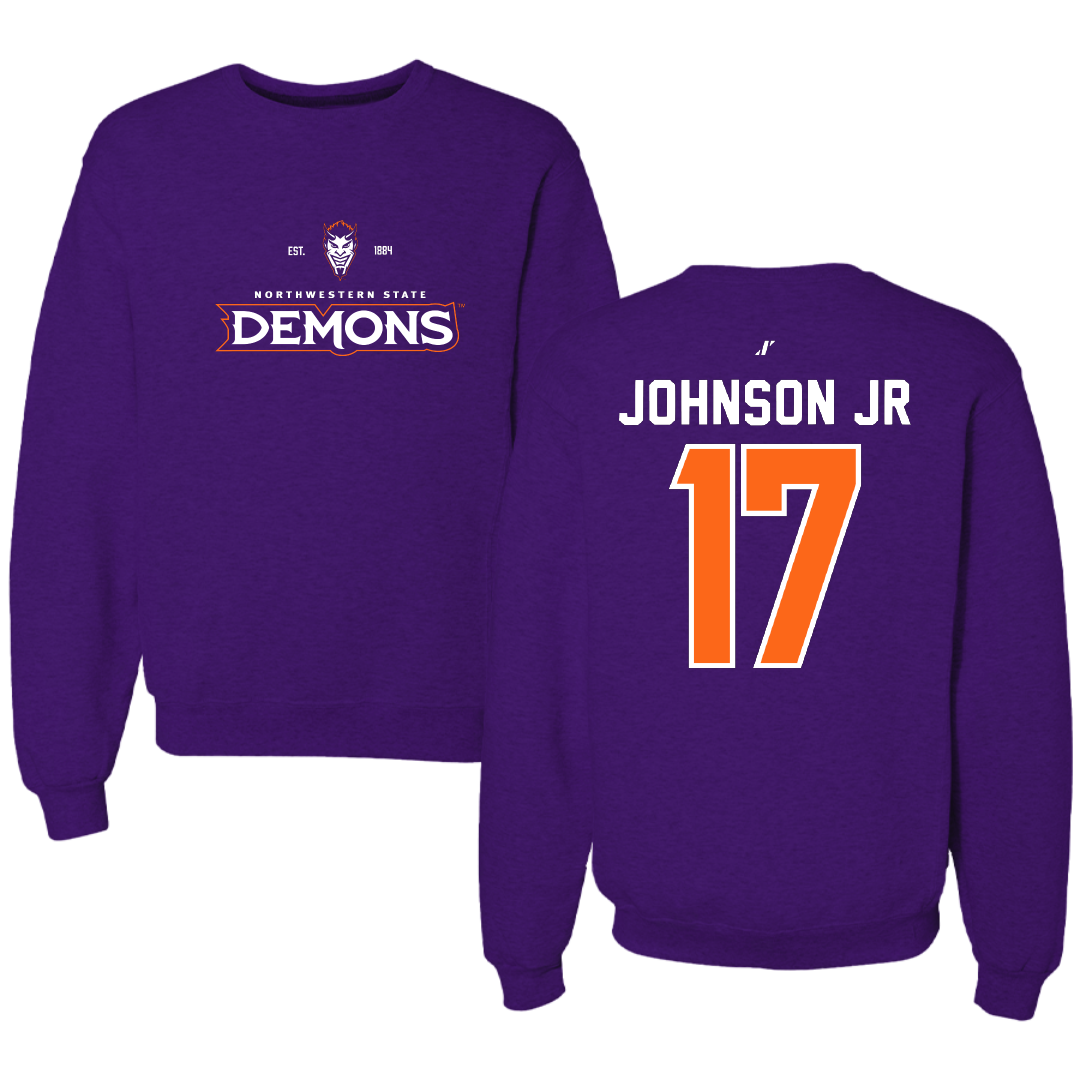 Northwestern State University Football Purple General Crewneck - #17 DJ Johnson Jr