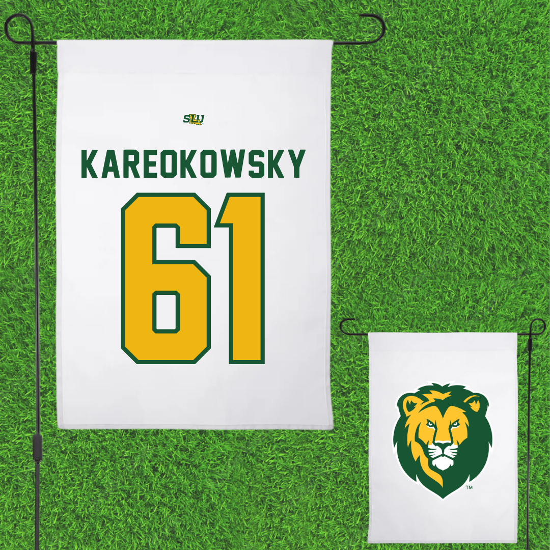Southeastern Louisiana University Football White Garden Flag - #61 Holden Kareokowsky