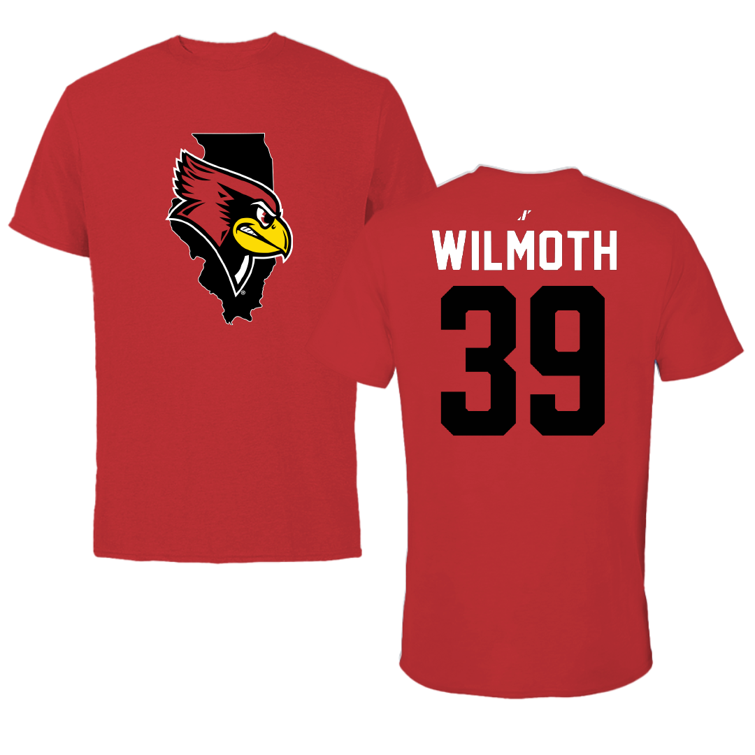Illinois State University Baseball Red State Performance Tee - #39 Joey Wilmoth