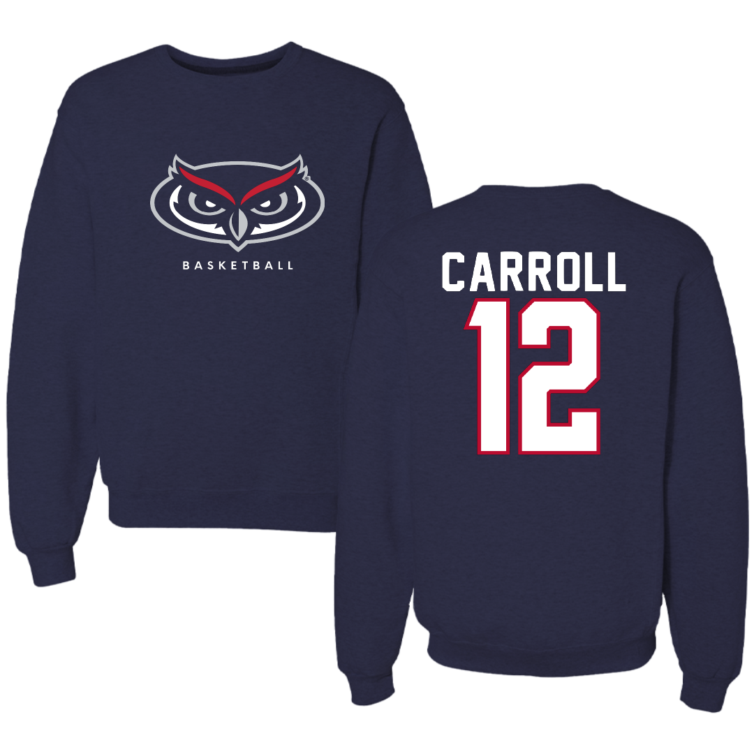 Florida Atlantic University Basketball Navy Mascot Crewneck - #12 Tre Carroll