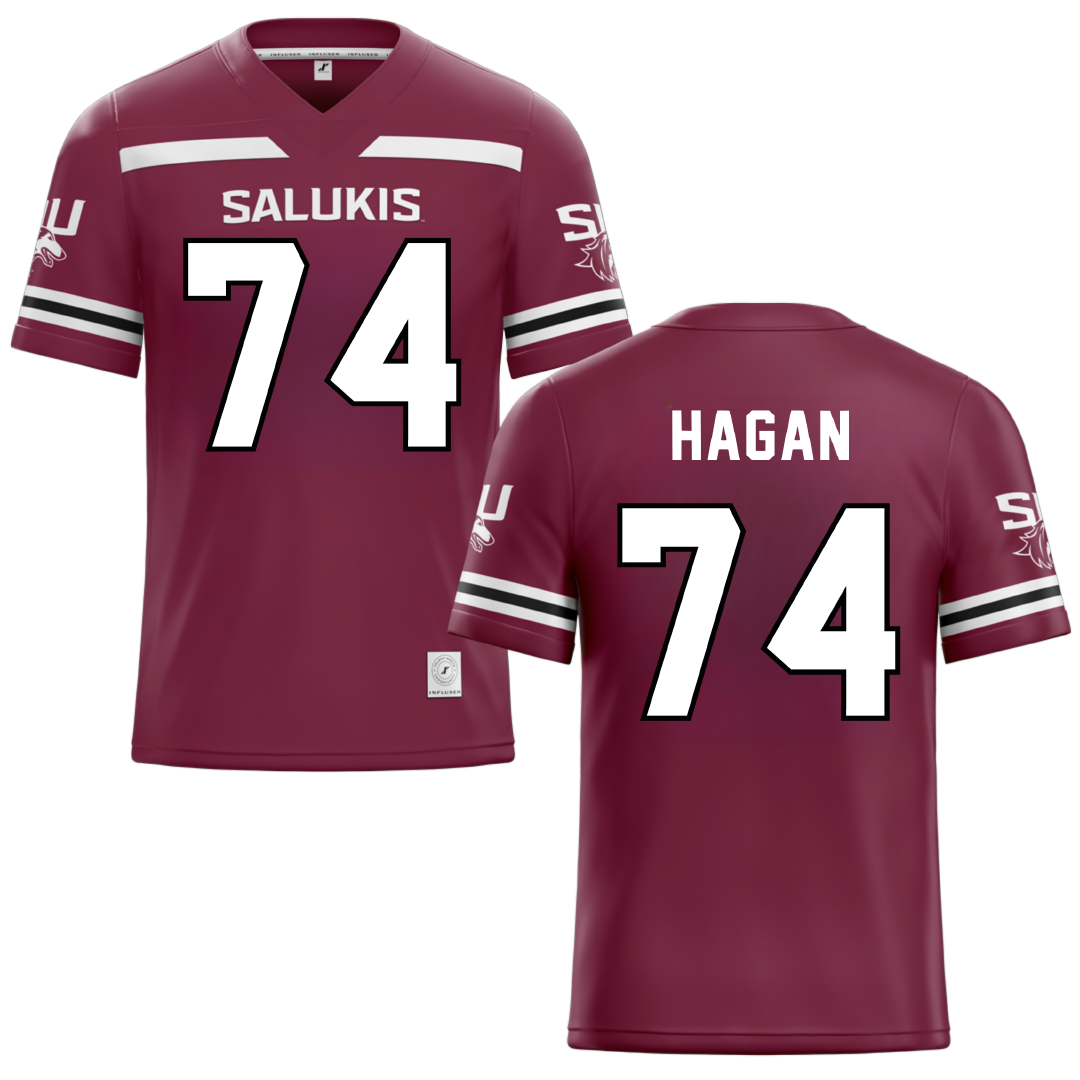 Southern Illinois University at Carbondale Maroon Football Jersey - #74 Harris Hagan