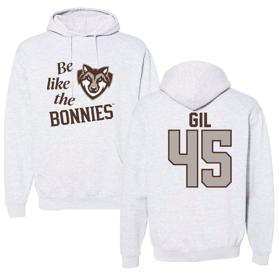St. Bonaventure University Baseball Light Gray Be Like Us Hoodie - #45 Samuel Gil
