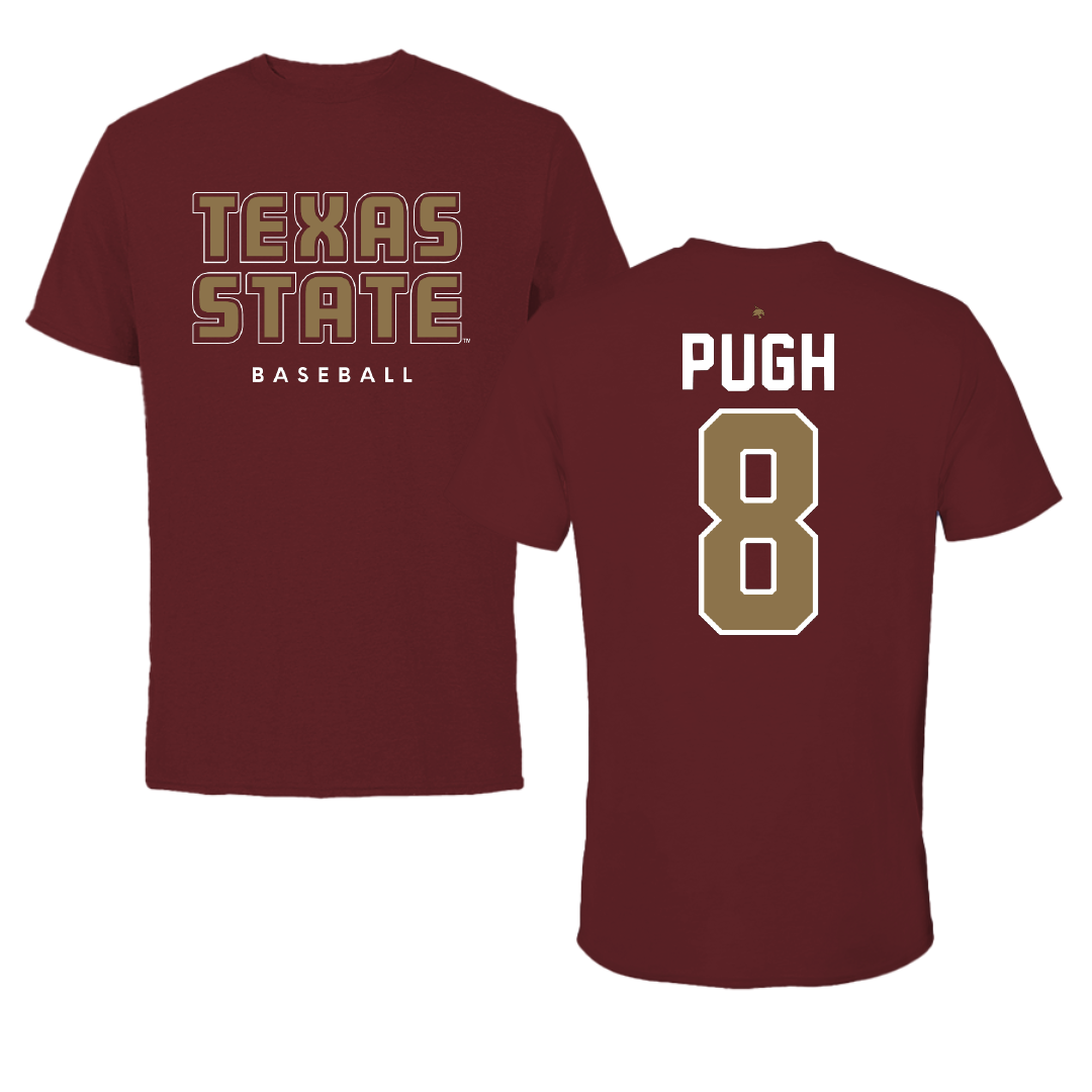 Texas State University Baseball Maroon Performance Tee - #8 Samson Pugh