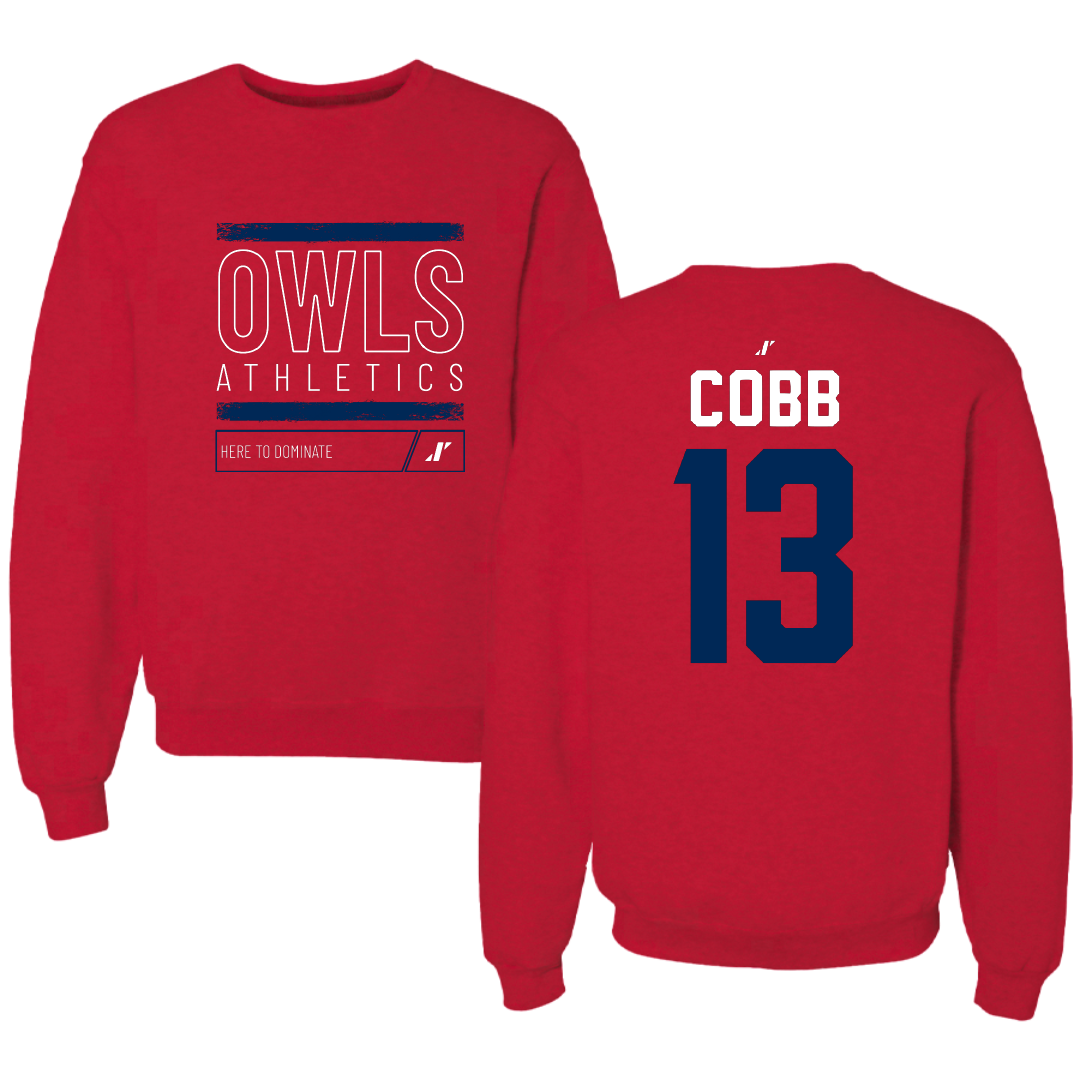 Florida Atlantic University Football Red Dominate Crewneck - #13 A'ceon Cobb