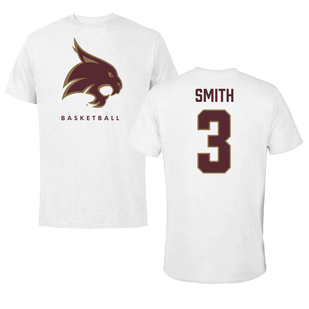Texas State University Basketball White Performance Tee - #3 Crystal Smith