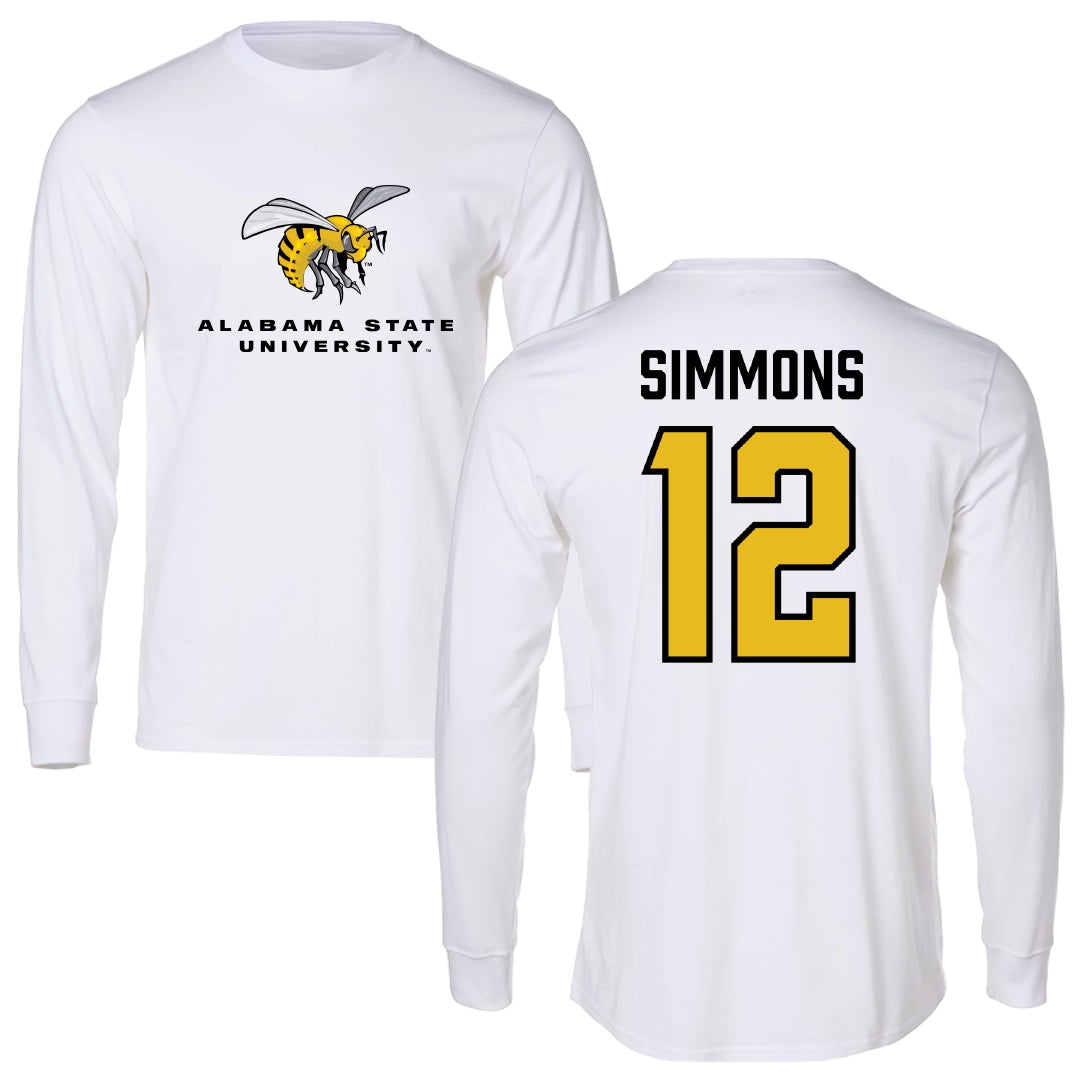 Alabama State University Soccer White Block Long Sleeve - #12 Kensley Simmons