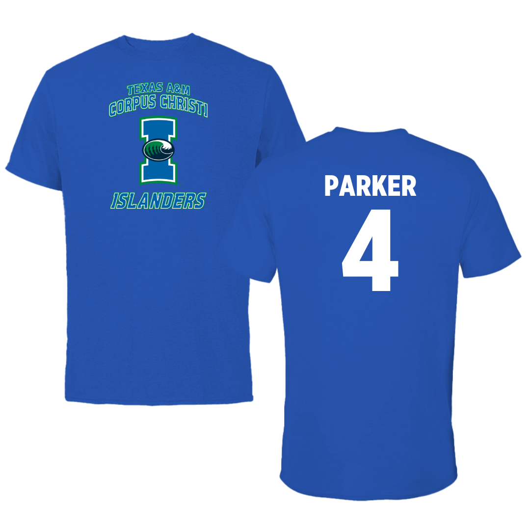 Texas A&M University-Corpus Christi Basketball Blue Islanders Tee - #4 Kam Parker