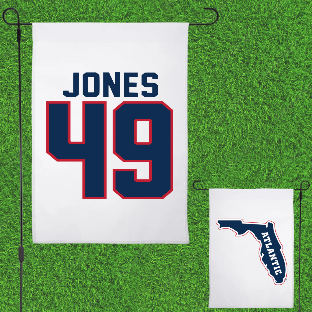 Florida Atlantic University Football White Garden Flag - #49 Chris Jones