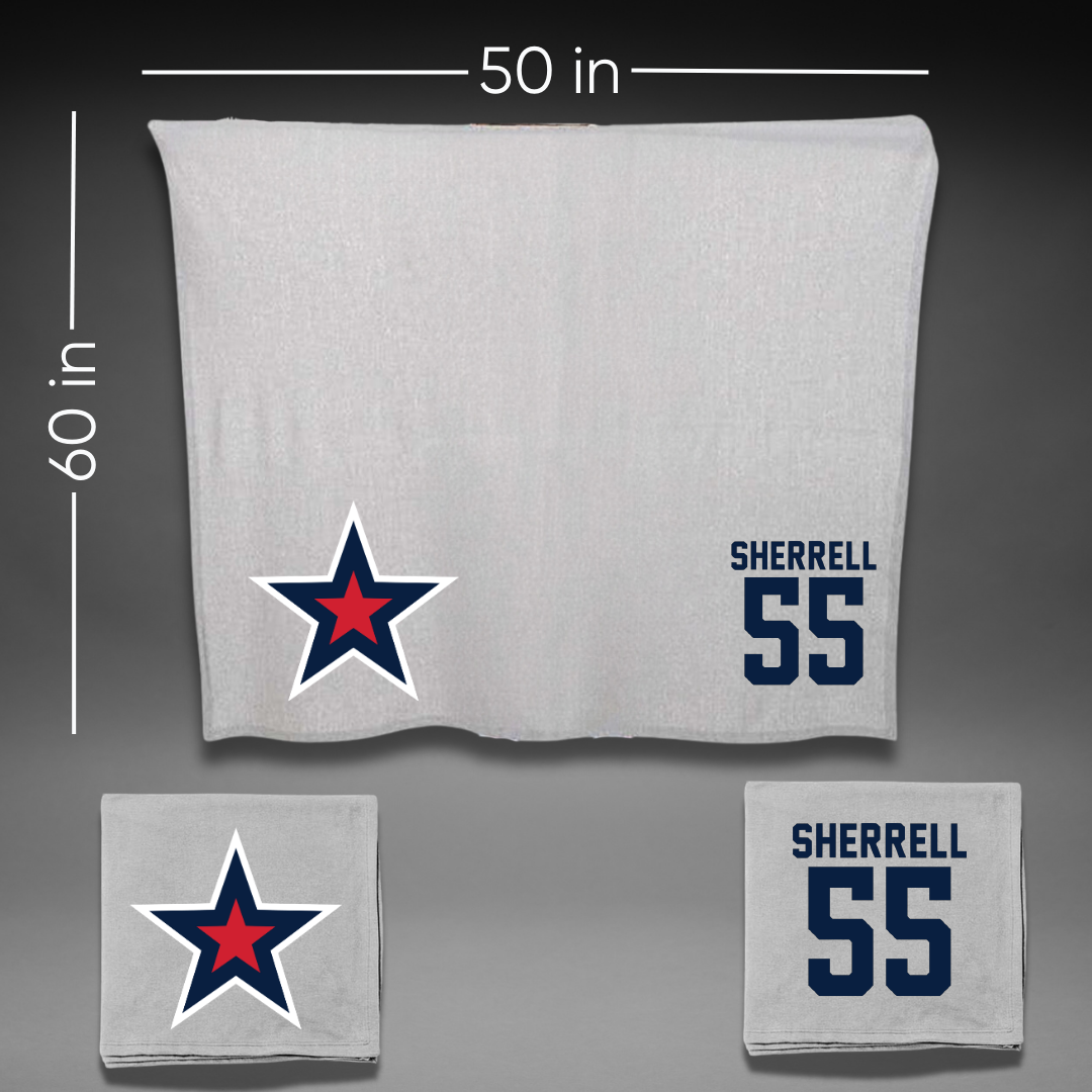Robert Morris University Football Gray Blanket - #55 Tayvon Sherrell