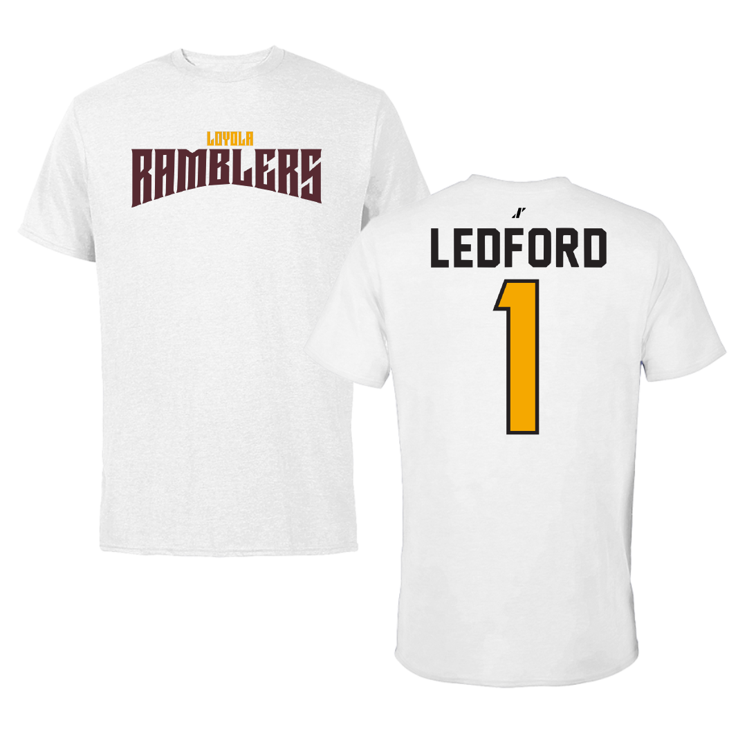 Loyola University-Chicago Volleyball White Classic Tee - #1 Charlie Ledford