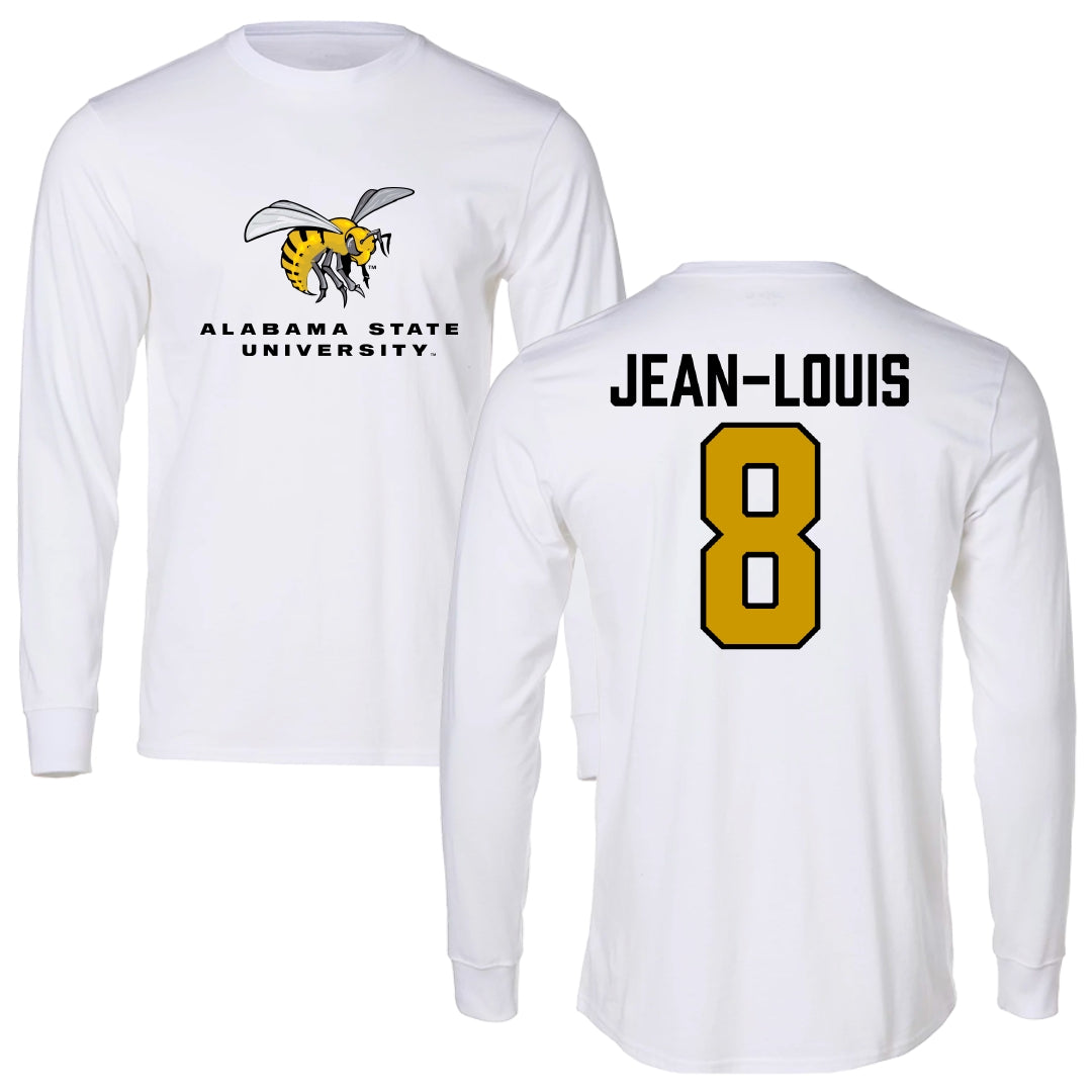 Alabama State University Football White Block Long Sleeve - #8 Rhoody Jean-Louis
