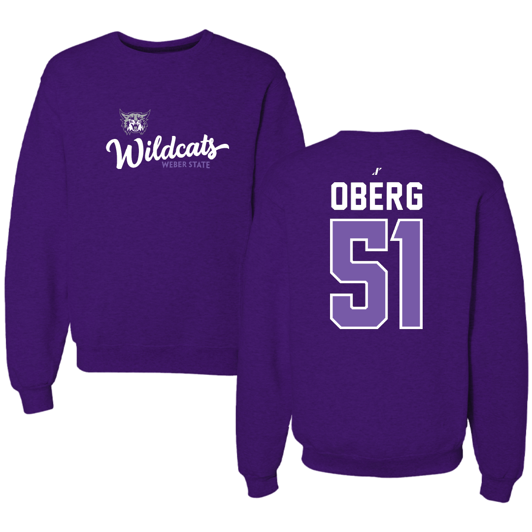 Weber State University Football Purple General Crewneck - #51 Ashden Oberg
