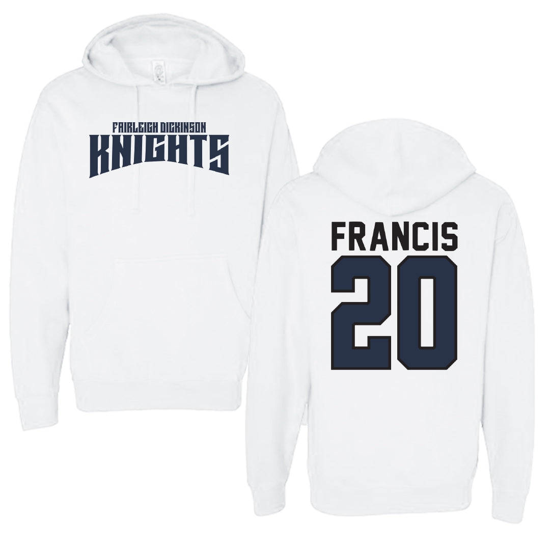 Fairleigh Dickinson University-Metropolitan Campus Basketball White Classic Hoodie - #20 Davin Francis