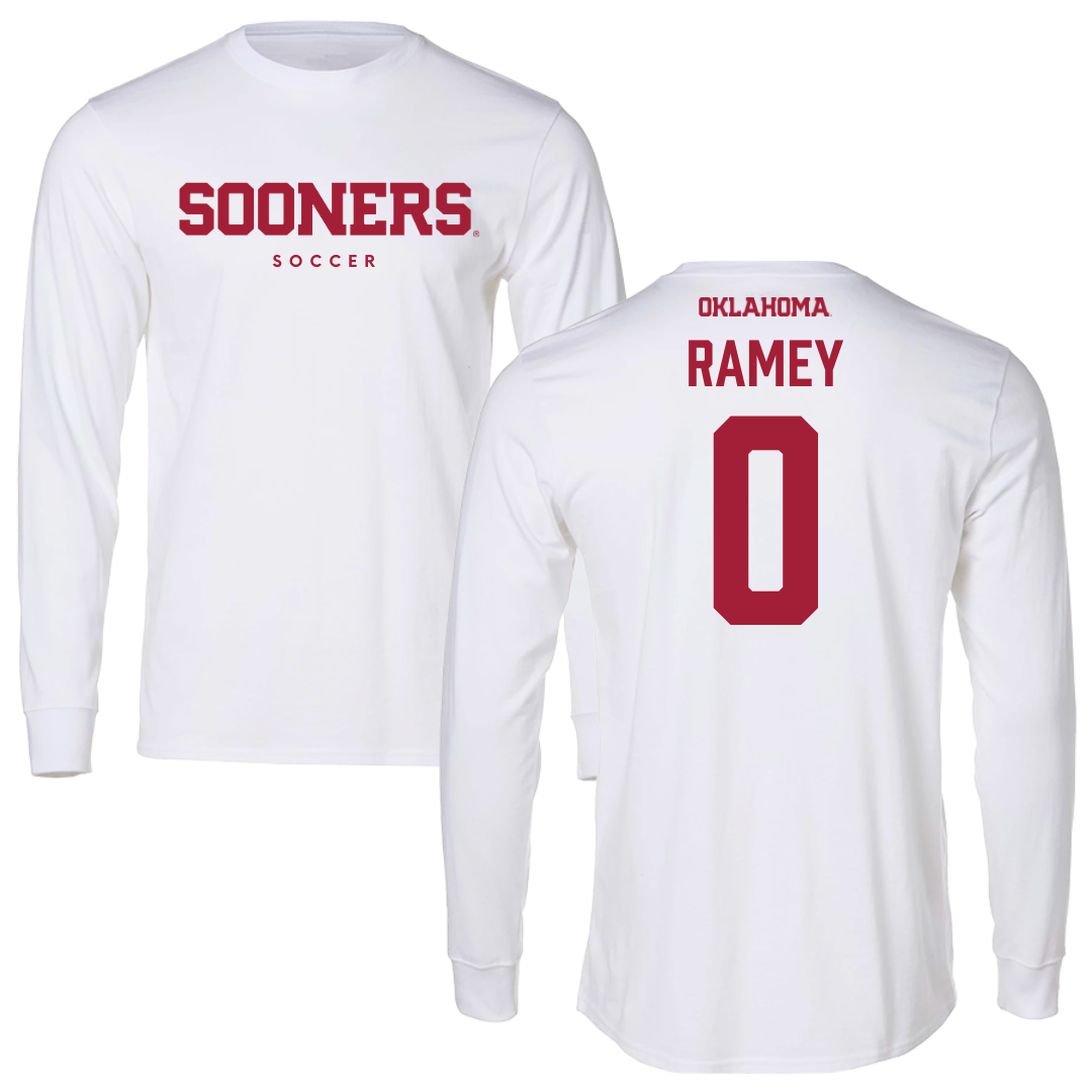 University of Oklahoma Soccer White Sooners Performance Long Sleeve - #0 Olivia Ramey