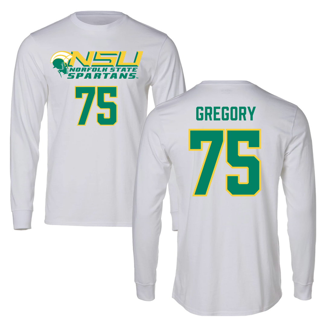 Norfolk State University Football White Long Sleeve - #75 Evan Gregory
