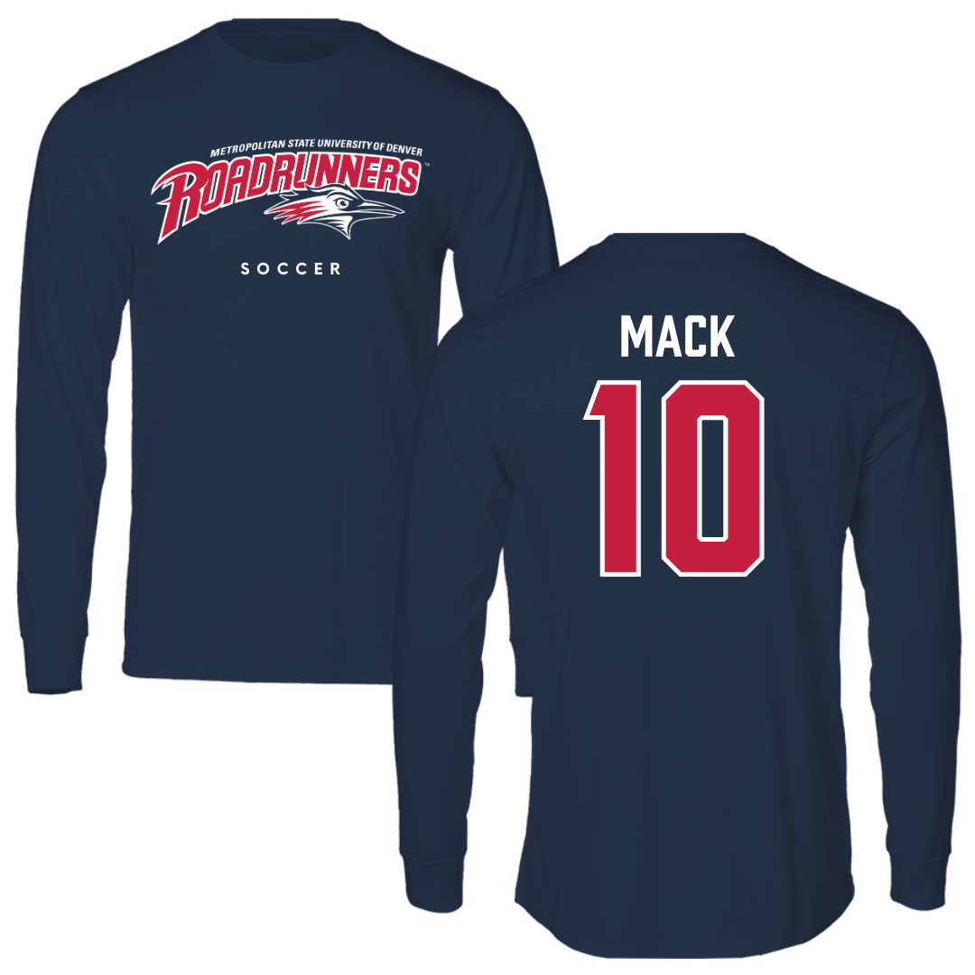 Metropolitan State University of Denver Soccer Navy Performance Long Sleeve - #10 Madrid Mack