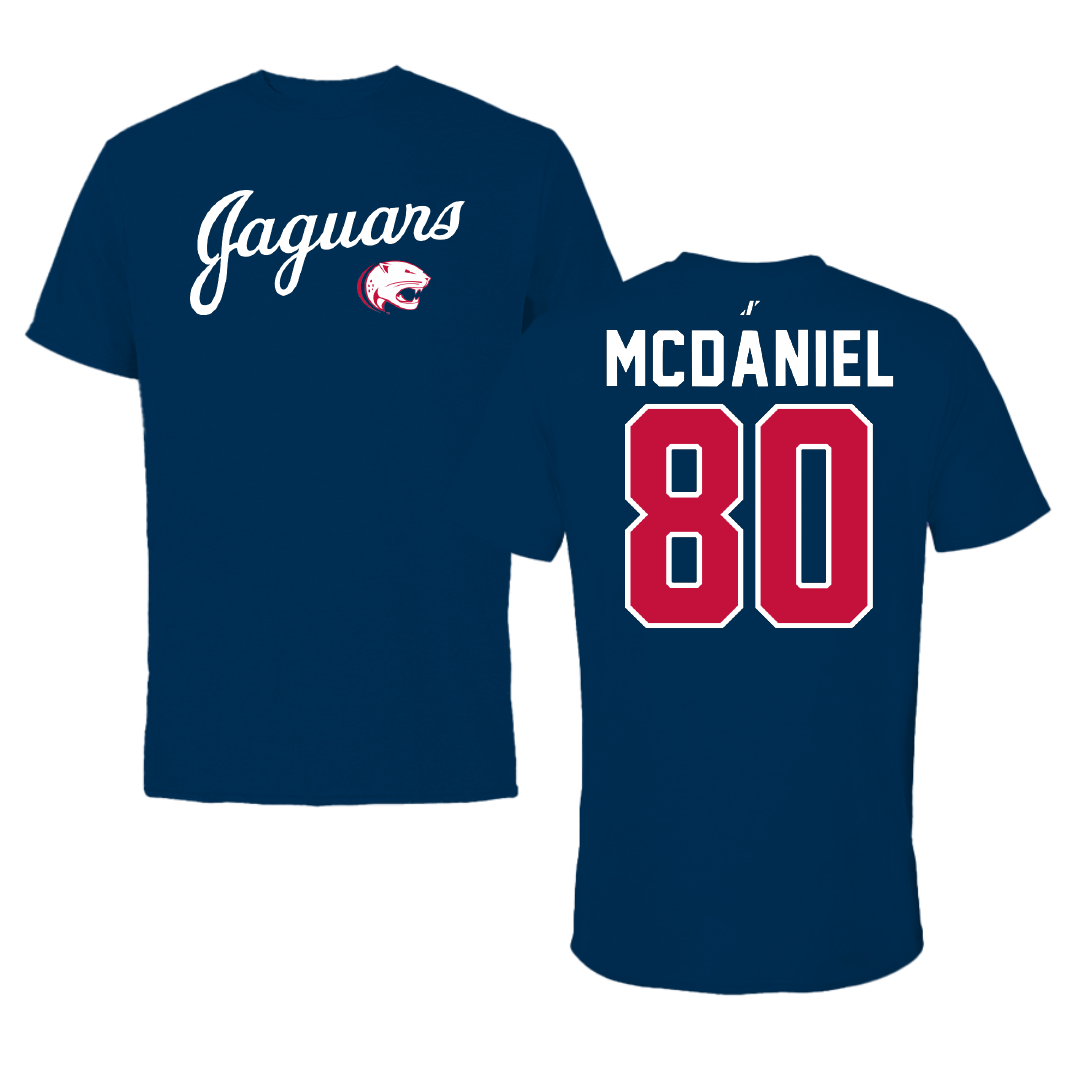 University of South Alabama Football Navy General Tee - #80 Hollis McDaniel